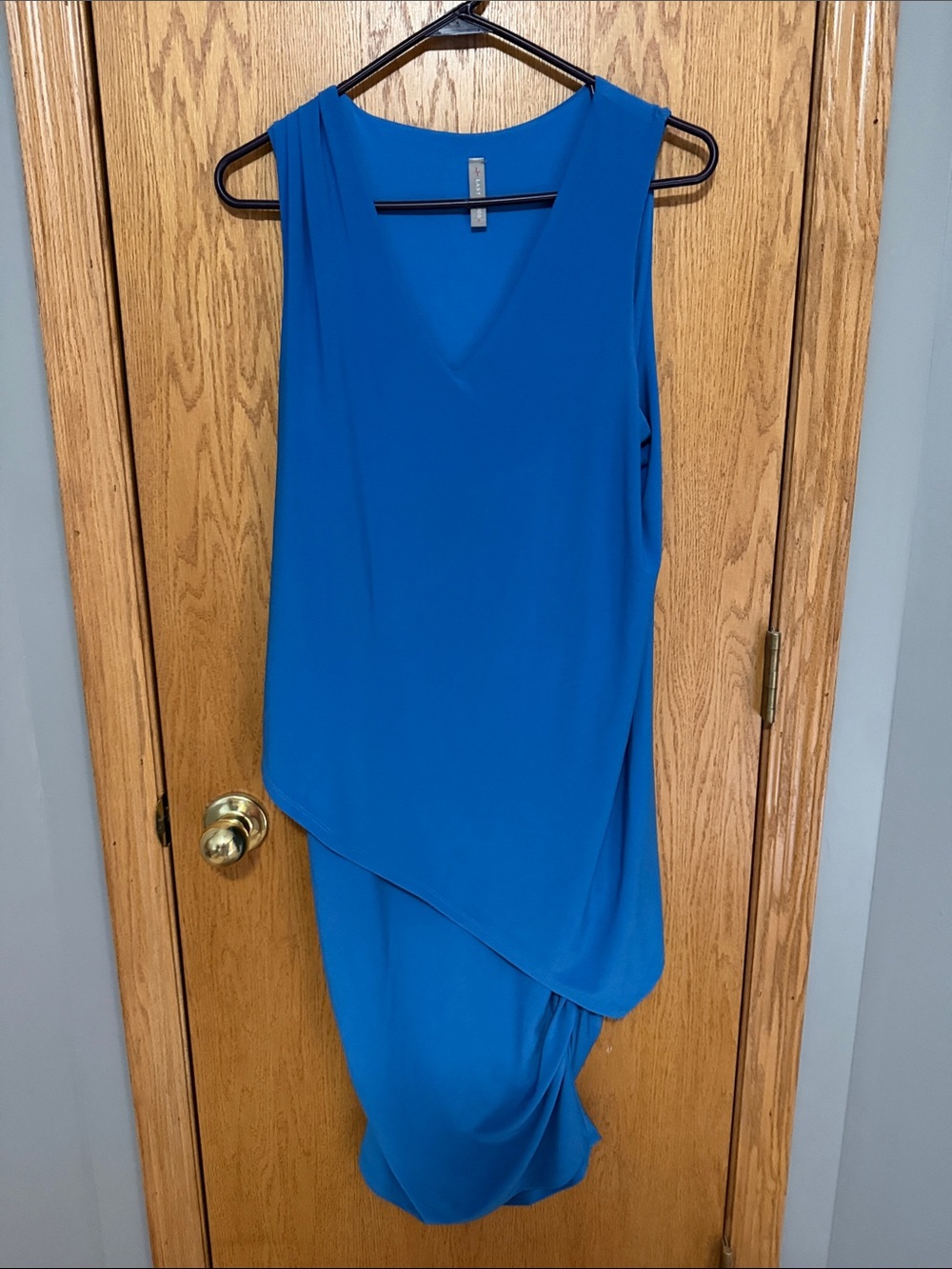 Last Tango Sleeveless V-Neck Asymmetrical Hem Dress in Blue
